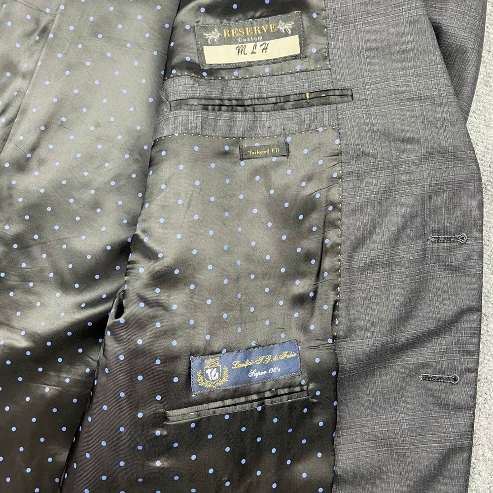 Jos A Bank Grey Glen Plaid Lanificio T.G. Di Fabio 130's 2 Piece Suit 50r 46x25 - Picture 8 of 16